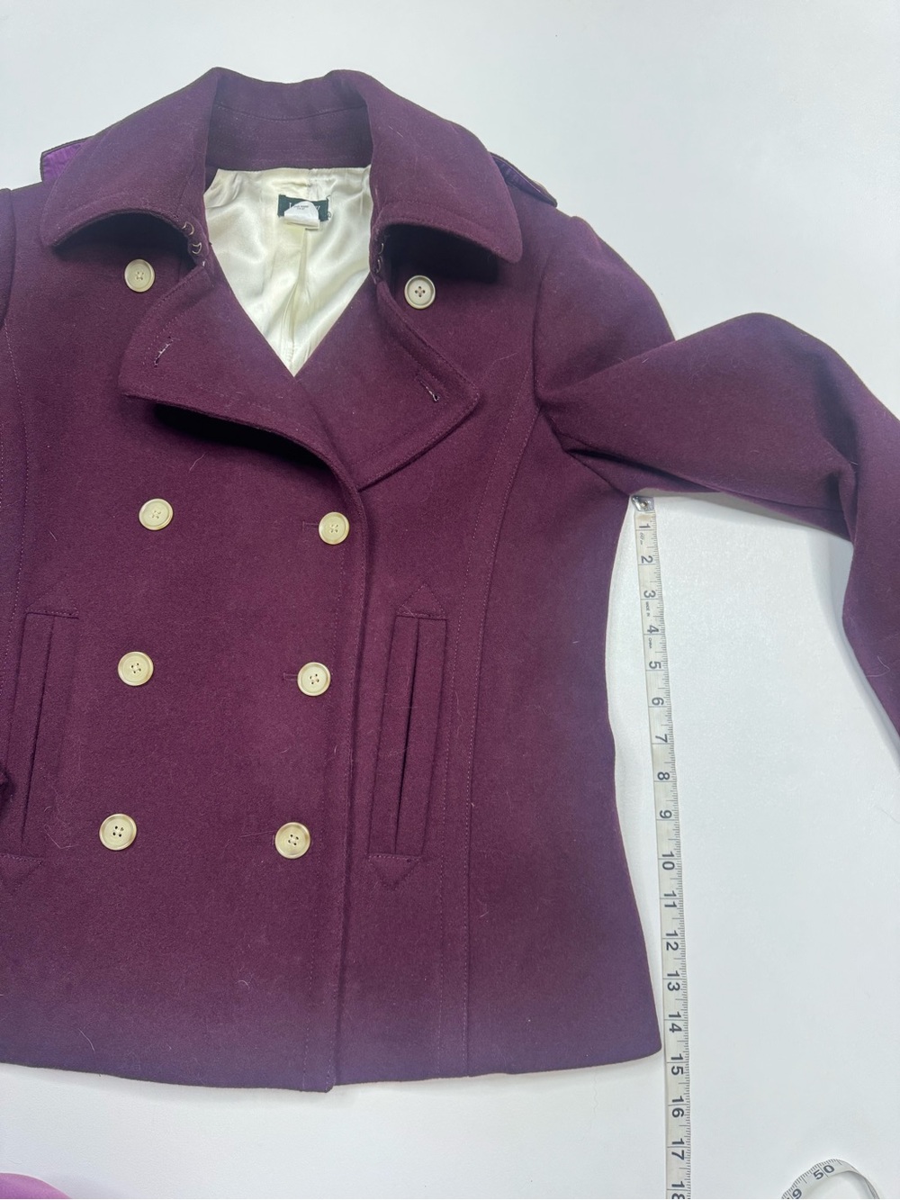 J. Crew 100% Wool Double-Breasted Peacoat in Deep Wine Womens Size 6 - Picture 8 of 9